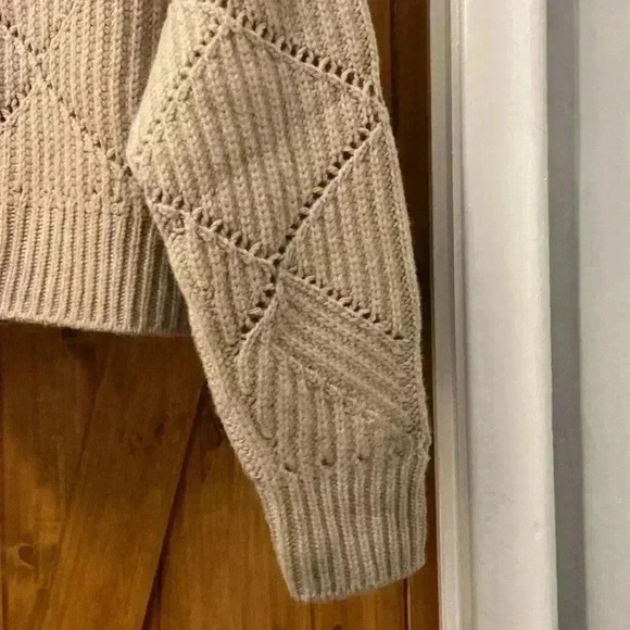 Thakoon Woman’s Argyle Pointelle Sweater In Oatmeal- 100% Wool NWT - Picture 2 of 8